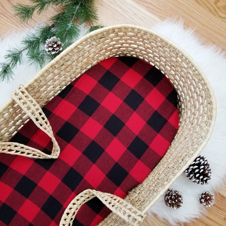 Moses Basket Sheet Buffalo Plaid Bassinet Sheet Bassinet Bedding Christmas Bedding Handmade Sheets Newborn Sheet