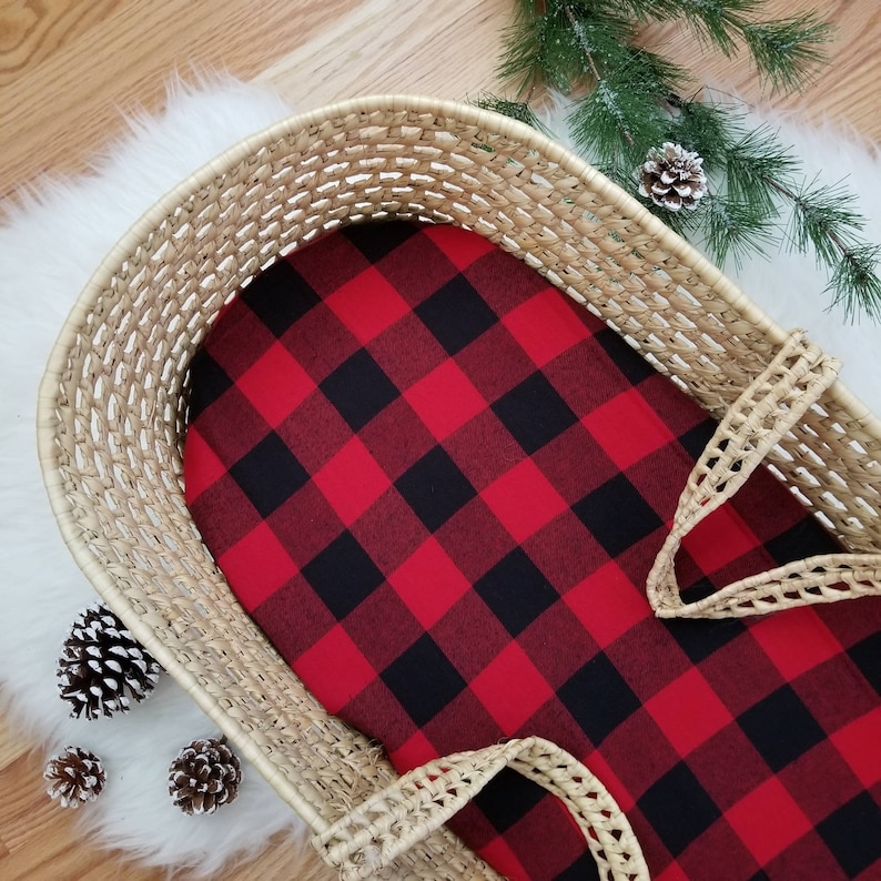Moses Basket Sheet Buffalo Plaid Bassinet Sheet Bassinet Bedding Christmas Bedding Handmade Sheets Newborn Sheet