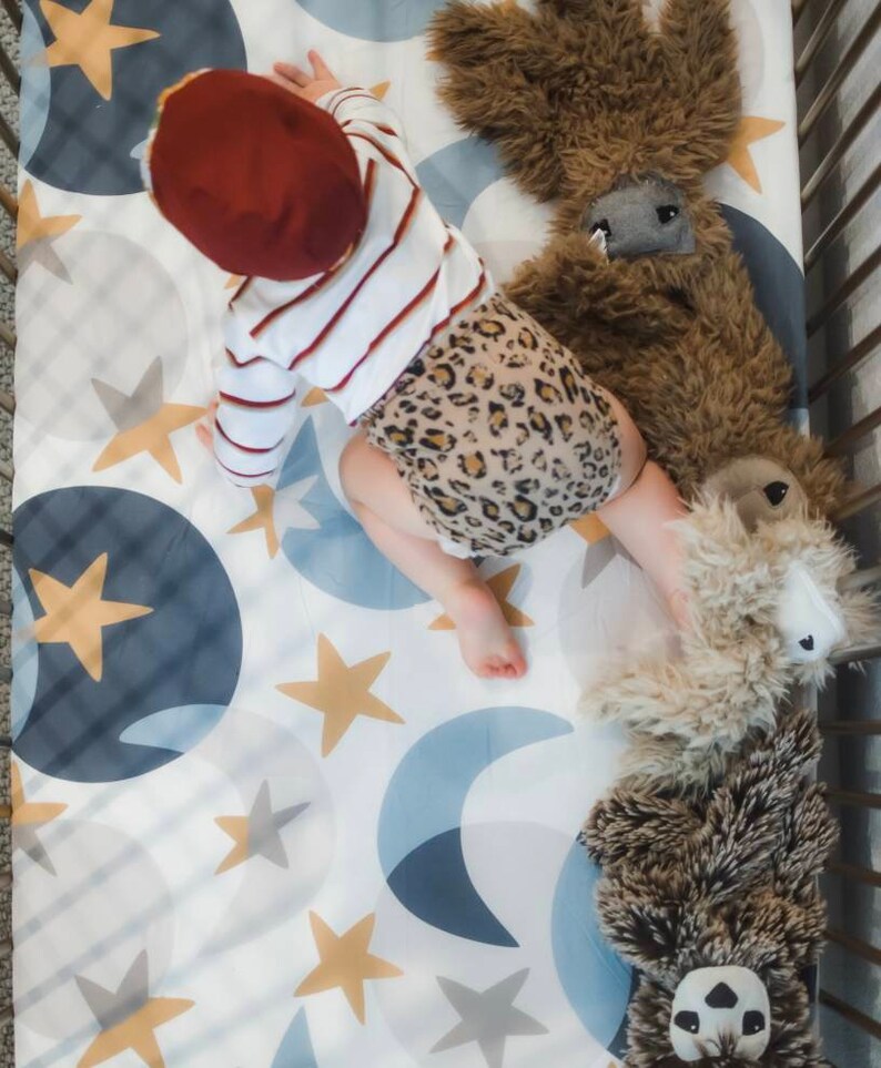 Moon and Stars Crib Bedding Outer Space Decor Baby Boy Etsy