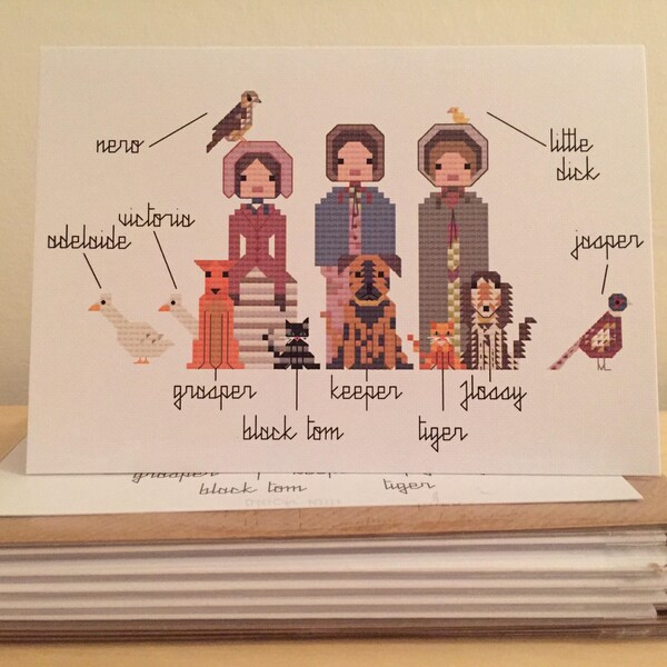 Carte de vœux vierge des sœurs Brontë et de leurs animaux de compagnie