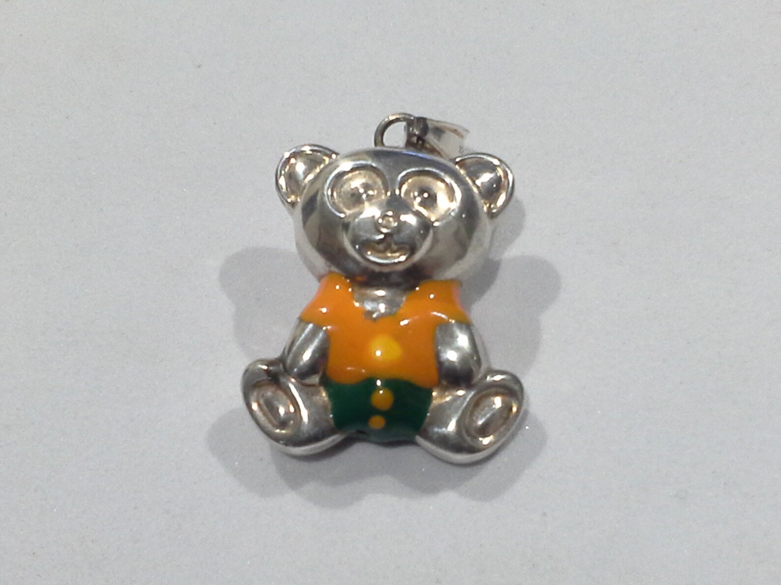 Large Sterling Silver 925 Enamel Bear Pendant 643 AR Silver Etsy