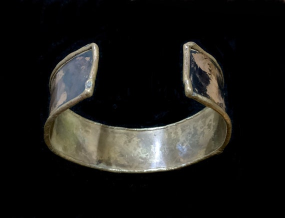 Vintage Brass & Copper Brutalist Cuff Bracelet - image 7
