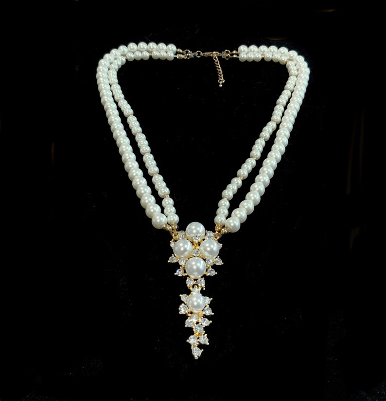 Vintage Ivory Double Strand Glass Pearl & Gold Necklace Etsy Australia