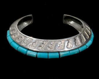 Carolyn Pollack Relios Turquoise & 925 Sterling Silver Cuff Bracelet Heavy 60.48g