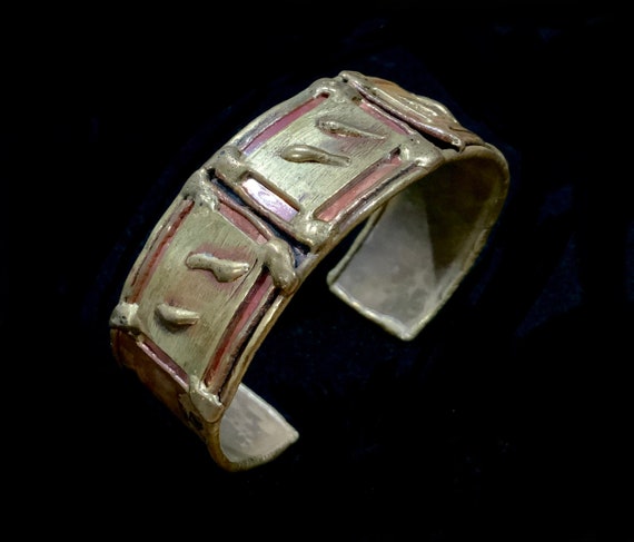 Vintage Brass & Copper Brutalist Cuff Bracelet - image 2