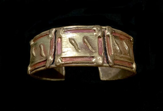 Vintage Brass & Copper Brutalist Cuff Bracelet - image 8