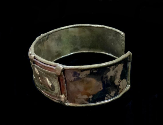 Vintage Brass & Copper Brutalist Cuff Bracelet - image 9