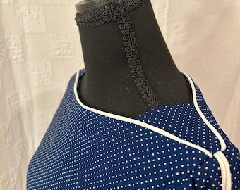 vintage - Robe bleue à col bateau et à pois