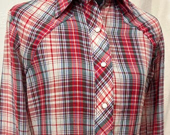 Camisa a cuadros vintage con botones a presión de Stanley Michael
