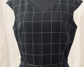 Robe vintage des années 90 David Meister à motif quadrillé