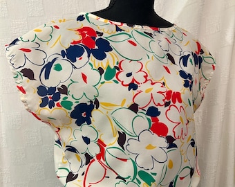 Chemisier vintage à fleurs abstraites Ashley Hall