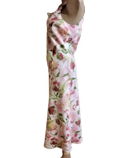 Linen slip dress Maxi Floral sundress Rose print summer | Etsy