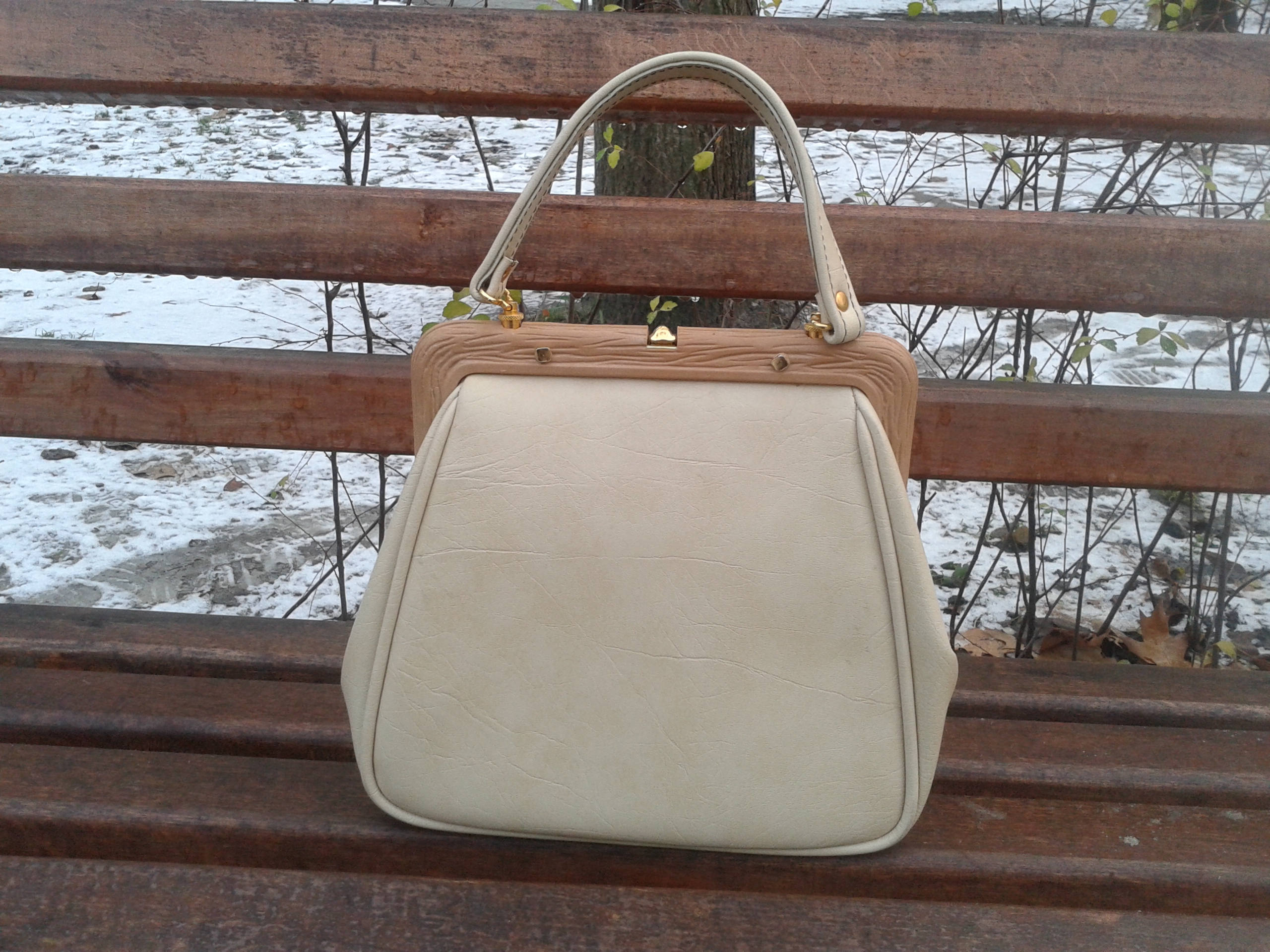 Vintage Beige faux leather handbag Cream Kelly Bag Ivory Etsy