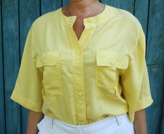 yellow silk top womens