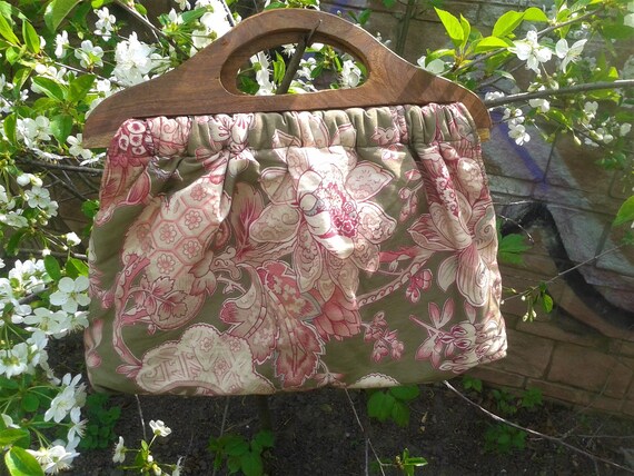 Woven Embroidered tote bag BOHO pink floral  hand… - image 3