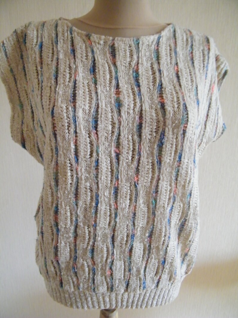 Vintage BOHO knit vest designer knitted Vest Hippie Bohemian top Hippie knit vest women designer clothing by Mia Cassara sleeveless sweater