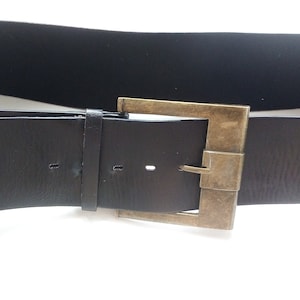 Women's Black faux leather wide belt Big buckle dress belt steampunk belt rock belt Goth belt