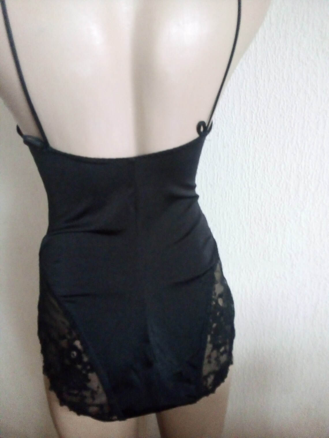 Vintage negro encaje Teddy Romper lencería Sexy bodysuit Etsy