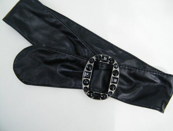 Vintage White ECO Leather Belt wide Dress Belt 80s Obi belt for women Faux leather belt  wife Gift for her