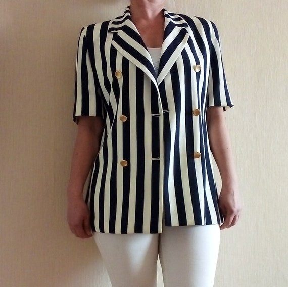 black and white striped jacket women's