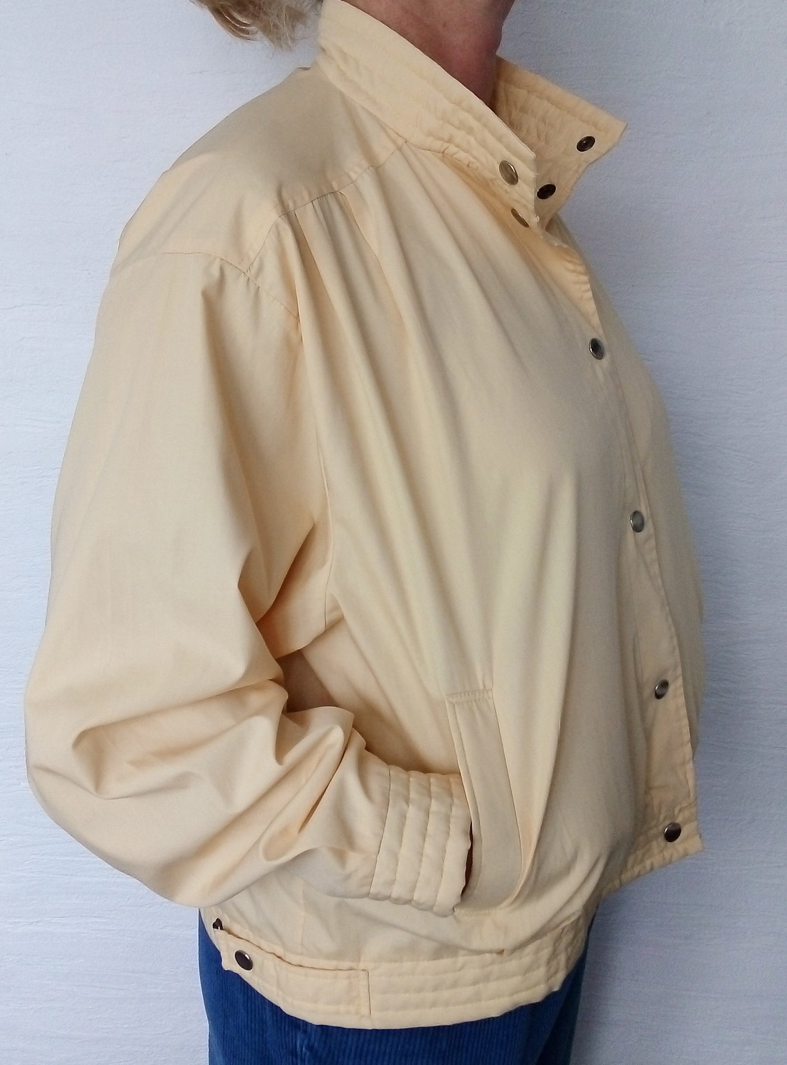 Vintage PLUS SIZE Yellow Bomber Jacket jaren '80 Dames Etsy