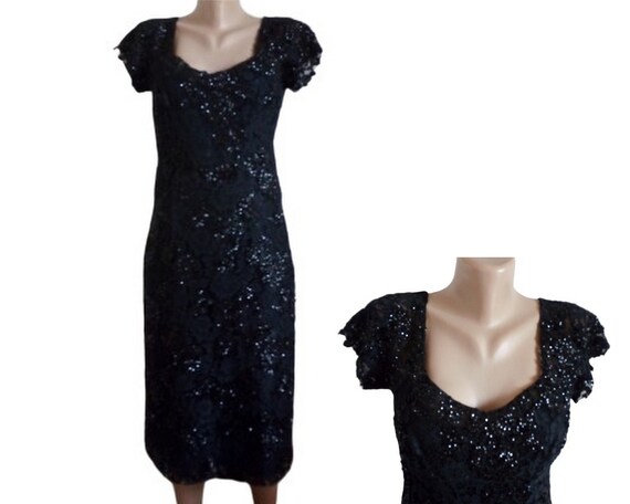 Luxury 1950s Sequinned lace dress Black Glamorous