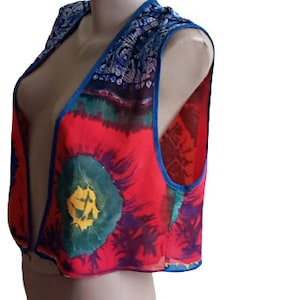 BOHO Tie dye vest/ tie dye vest top womens /Multicolored summer sleeveless jacket/ Designer Hippie colored vest