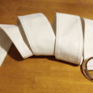 Vintage White ECO Leather Belt wide Dress Belt 80s Obi belt for women Faux leather belt  wife Gift for her