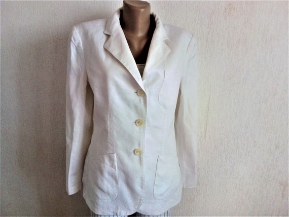 ralph lauren white linen blazer