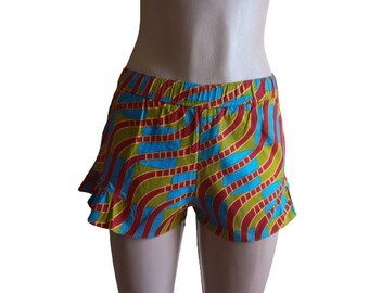 Abstract print shorts with frill