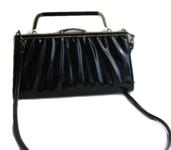 black patent clutch bag