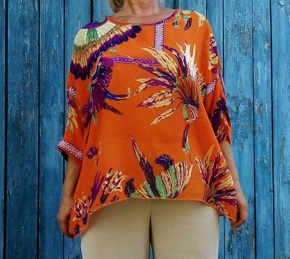 orange chiffon shirt