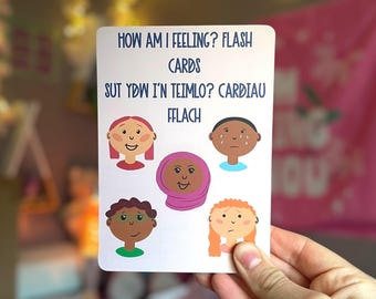 A6 How Am I Feeling? Bilingual (English & Welsh) Flash Cards | Emotions, Feelings Flash Cards, Children’s Emotions, SEND Flash Cards