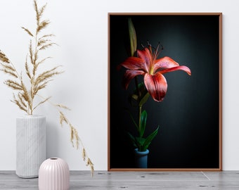 Minimalist Fine Art Photography, Still Life Daylily, Printable Wall Art