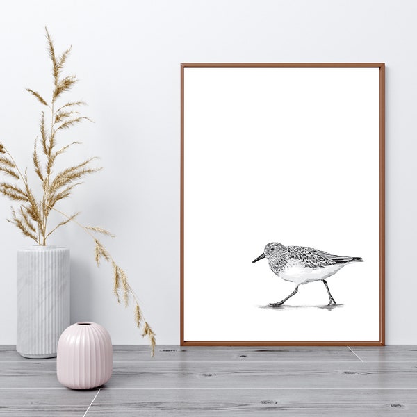 Minimalist Sandpiper Print | Coastal Decor | Sandpiper Art | Beach Bird Art | Digital Printable Art