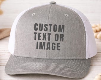 Custom Trucker Hat, Personalized Baseball Cap, Mesh, Snapback, Printed Text or Business Logo, Dad Gift