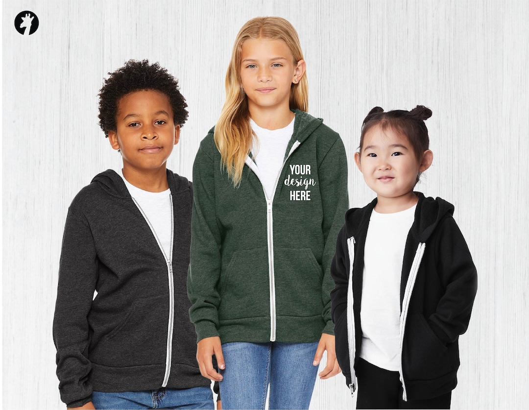 Kids Zipup Hoodies Personalized With Text, Graphic or Logo Soft