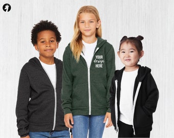 Kids Zip-Up Hoodies Personalized with Text, Graphic or Logo  - Soft Hoodies, Youth and Toddler Sizes