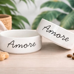 Personalized Dog Bowl Gift, Custom Ceramic Name Dish for Pets, Dog Mom Present, Cat food plate