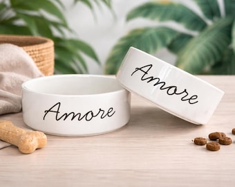 Personalized Dog Bowl Gift, Custom Ceramic Name Dish for Pets, Dog Mom Present, Cat food plate