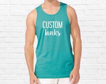 Custom tank top - Personalized Cotton Muscle Tank with Text, Graphic or Logo