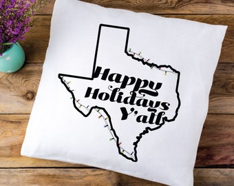 Christmas Pillows, Pillow Cover, Home Decoration, Christmas Gifts, Holiday Decor, Texas Pillows Cases, Happy Holidays, 16in x 16in Pillows