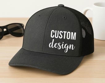 Custom Trucker Hat for Men & Women, Personalized Snapback Baseball Cap, FlexFit®, Printed, Adjustable, Text, Logo or Image