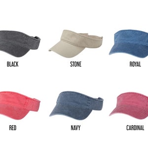 May include: Six different colored visors, including black, stone, royal, red, navy, and cardinal.