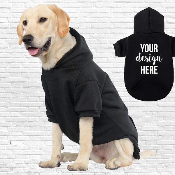 Dog Hooded Sweater with Leash Hole and Pocket Personalized with your own text, photo, graphic or logo | Soft and Warm