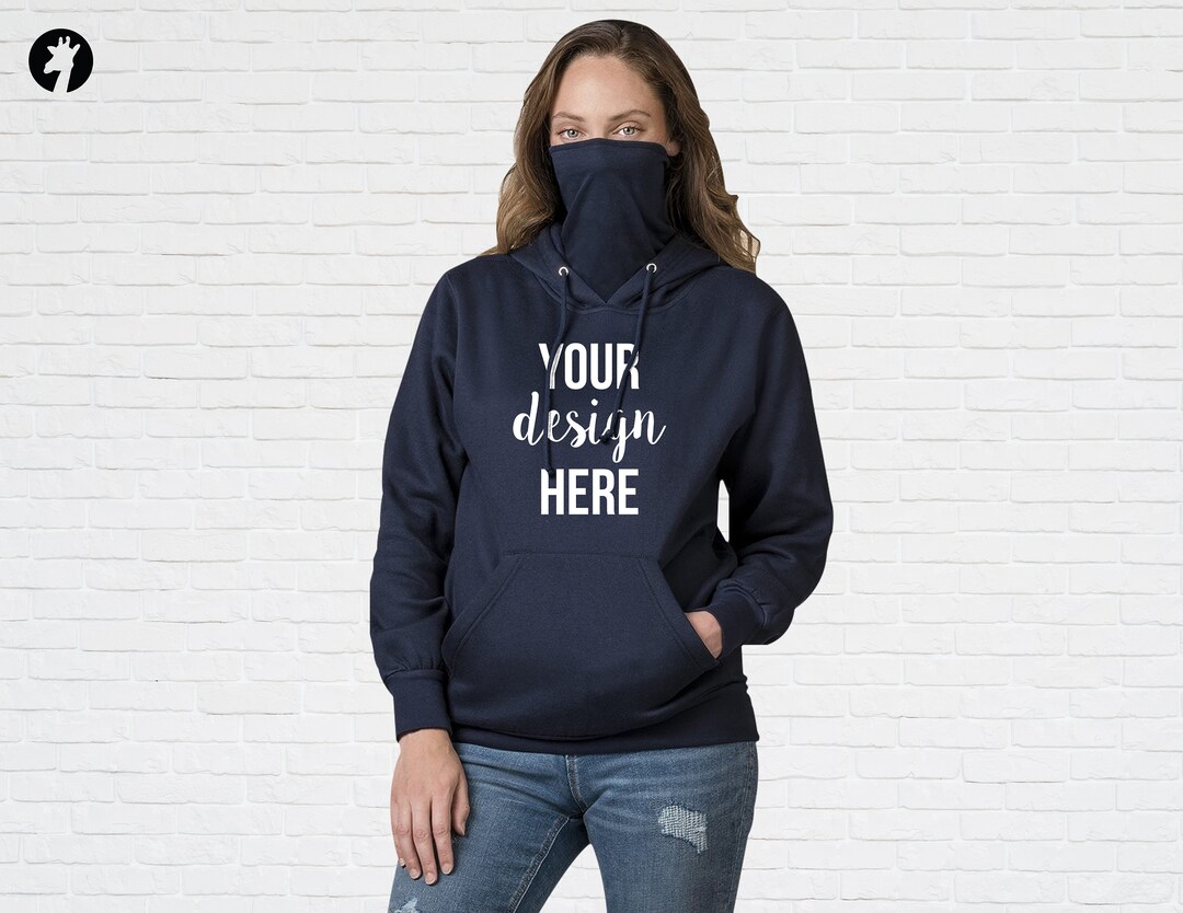 Women Balaclava Hoodie With Face Mask Built In, Fashion Double Hooded Ski Mask Hoodie Masked 712078