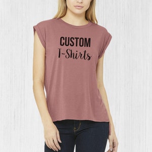 Custom Muscle Tee, Women’s Flowy T-shirt, Vintage T-shirts, T-shirt Mockup, Gift for Her, Custom Print Shirt, Custom Printing, Logo Shirts