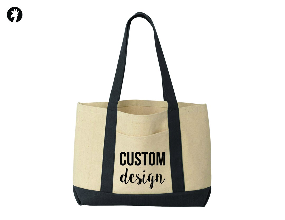 Custom Canvas Tote Bag Jumbo Tote Customized Tote With Text, Graphic or