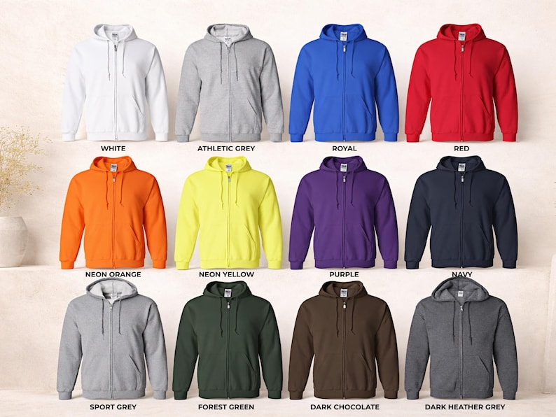 Custom Logo Full Zip Hoodie for Men and Women | Personalized Sweatshirt | Business, Team & Event Apparel | Custom Printed hoodies image 7
