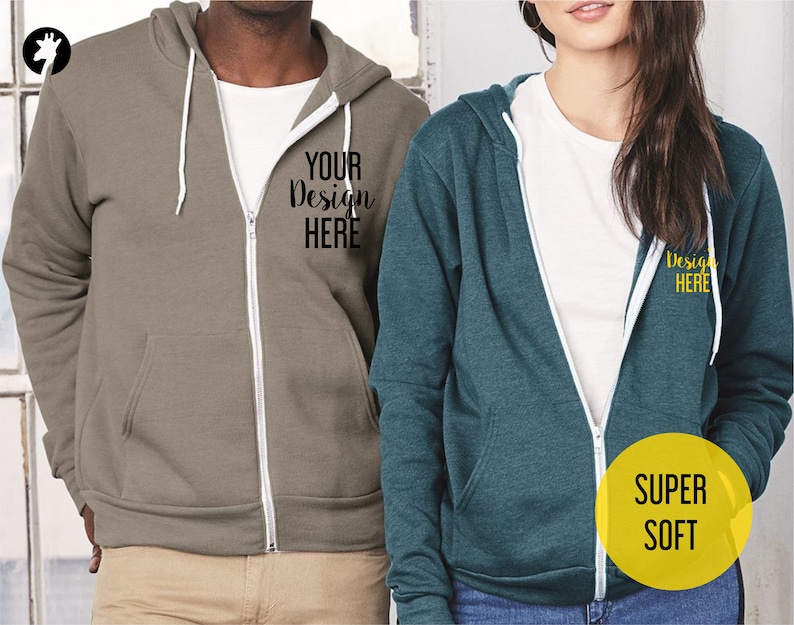 Custom Unisex Zip up Hoodie Soft Hoodies With Your Own - Etsy